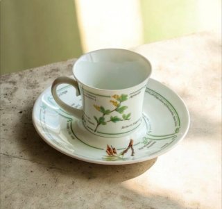 Taza y platillo de porcelana con flores