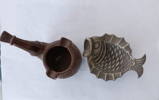 Antigüedades: Cenicero pipa y pez