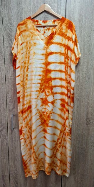 Maxi Vestido Caftán Tie-Dye naranja Talla L NUEVO