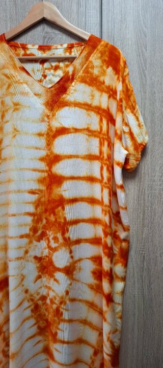Maxi Vestido Caftán Tie-Dye naranja Talla L NUEVO