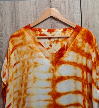 Maxi Vestido Caftán Tie-Dye naranja Talla L NUEVO
