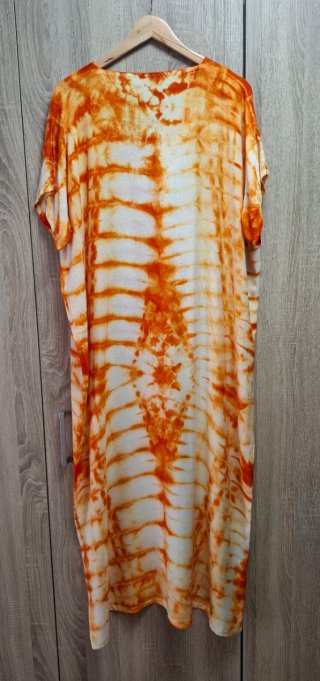 Maxi Vestido Caftán Tie-Dye naranja Talla L NUEVO