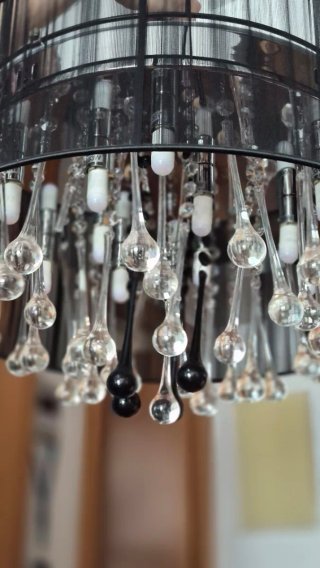 Lámpara colgante negra con cristales