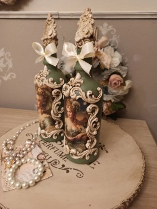 Pareja Botellas Decorativas Vintage