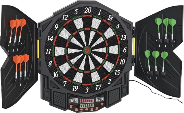 Homcom - Objetivo Electrónico Digital Con 12 Dardos para 8 Jugadores 27 Juegos 216 Variantes Modos