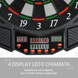 Homcom - Objetivo Electrónico Digital Con 12 Dardos para 8 Jugadores 27 Juegos 216 Variantes Modos