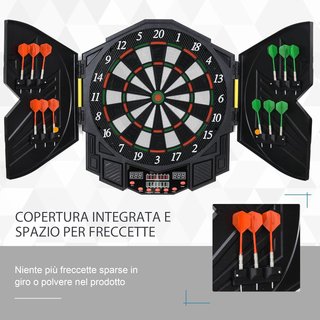 Homcom - Objetivo Electrónico Digital Con 12 Dardos para 8 Jugadores 27 Juegos 216 Variantes Modos