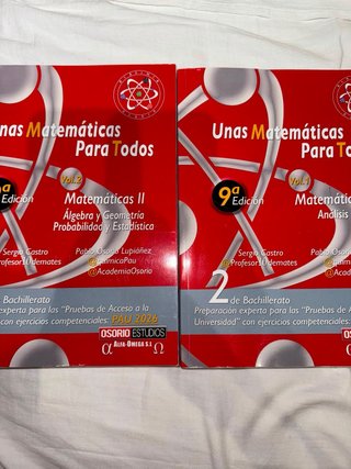 2 libros de Unas Matemáticas Para Todos 9a edición