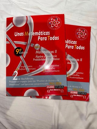 2 libros de Unas Matemáticas Para Todos 9a edición