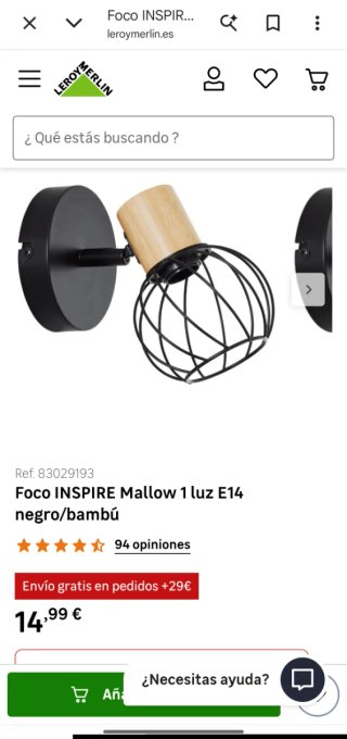 Lámpara aplique de pared Inspire Mallow sin estren