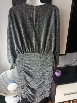 Vestido plateado lentejuelas talla S