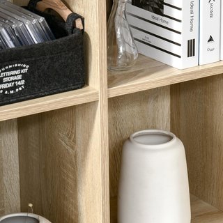 Mueble Librería de 6 Cubos, Librería Ahorra Espacio de Madera, Estante Divisor para Habitación, Sala de Estar, Dormitorio y Oficina, 65.5X30X97.5 Cm, Color Roble