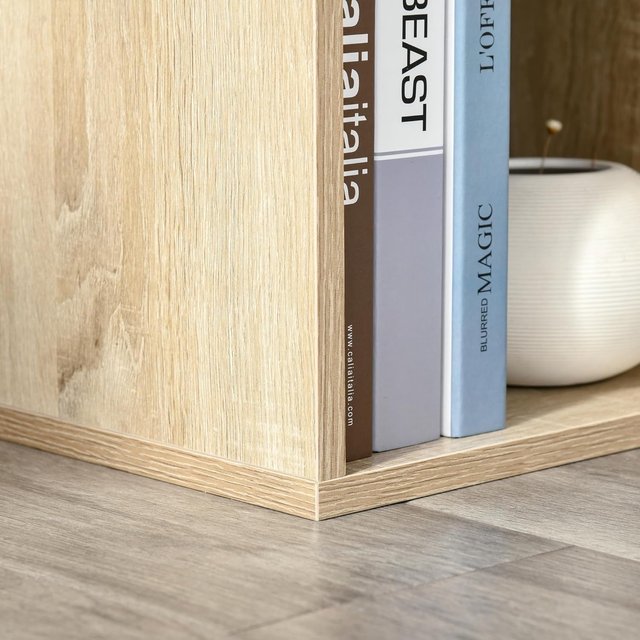 Mueble Librería de 6 Cubos, Librería Ahorra Espacio de Madera, Estante Divisor para Habitación, Sala de Estar, Dormitorio y Oficina, 65.5X30X97.5 Cm, Color Roble