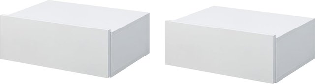 Juego de 2 Mesitas de Noche Suspendidas para Dormitorio, Mesitas Modernas con Fijación a la Pared, en Madera Blanca, 40X30X15Cm