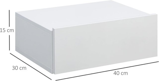 Juego de 2 Mesitas de Noche Suspendidas para Dormitorio, Mesitas Modernas con Fijación a la Pared, en Madera Blanca, 40X30X15Cm