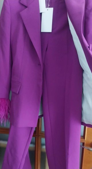 Traje NUEVO Zara Magenta con Plumas