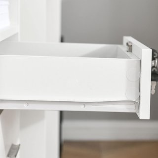 Archivador De Oficina Con 2 Cajones, 5 Ruedas Y Estante Abierto, Cajonera De Oficina Con Cerradura Y 2 Llaves para Carta/Formato A4, Armario Vertical Para Estudio, 39X40X65 Cm, Blanco
