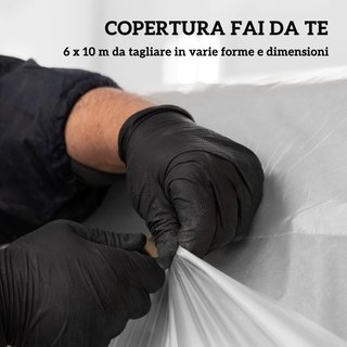 Cubierta para Invernadero en PP 150G/M² 6X10 M, Tela de Repuesto para Invernaderos de Túnel anti UV e Impermeable, Recubrimiento de Plástico, Transparente