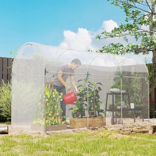 Cubierta para Invernadero en PP 150G/M² 6X10 M, Tela de Repuesto para Invernaderos de Túnel anti UV e Impermeable, Recubrimiento de Plástico, Transparente