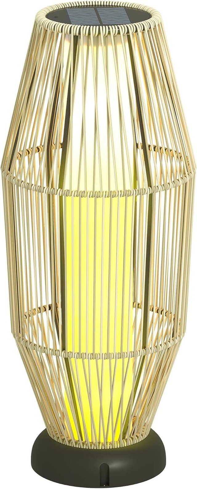 Lámpara Solar De Jardín Con 6H Iluminación LED a 3000K, Lámpara De Exterior en PE Rattan Y Metal, IP44, Ø26X72 Cm, Gris