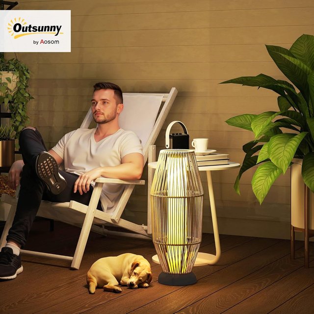 Lámpara Solar De Jardín Con 6H Iluminación LED a 3000K, Lámpara De Exterior en PE Rattan Y Metal, IP44, Ø26X72 Cm, Gris