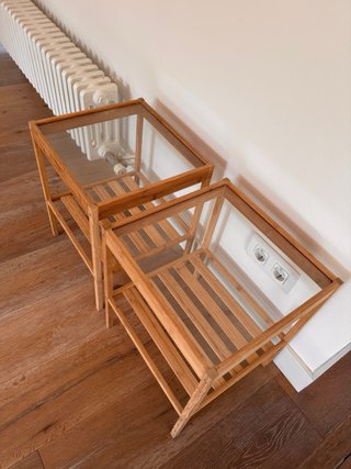 Mesitas auxiliares de Madera y cristal