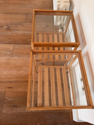 Mesitas auxiliares de Madera y cristal