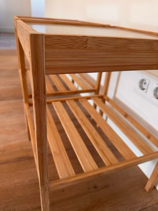 Mesitas auxiliares de Madera y cristal