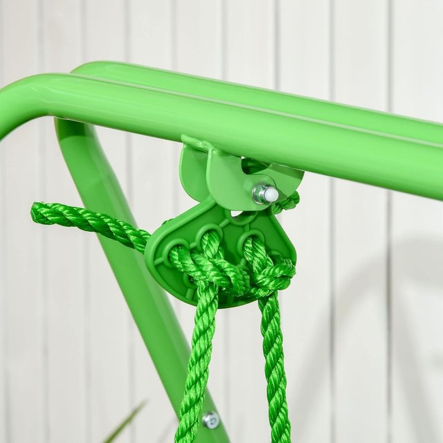 Columpio para Niños de 6-36 Meses para Jardín y Sala de Estar en Acero y PE con Asiento y Arnés de Seguridad, 122X146X122 Cm, Verde