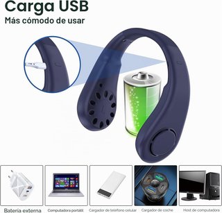 Ventilatore collo ricaricabile a mani libere blu