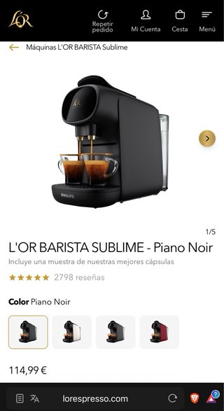 Cafetera L'Or Barista Sublime LM9012