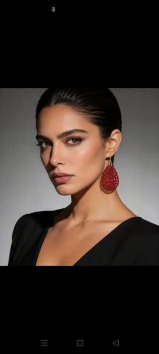 Pendientes de crochet rojos y plateados