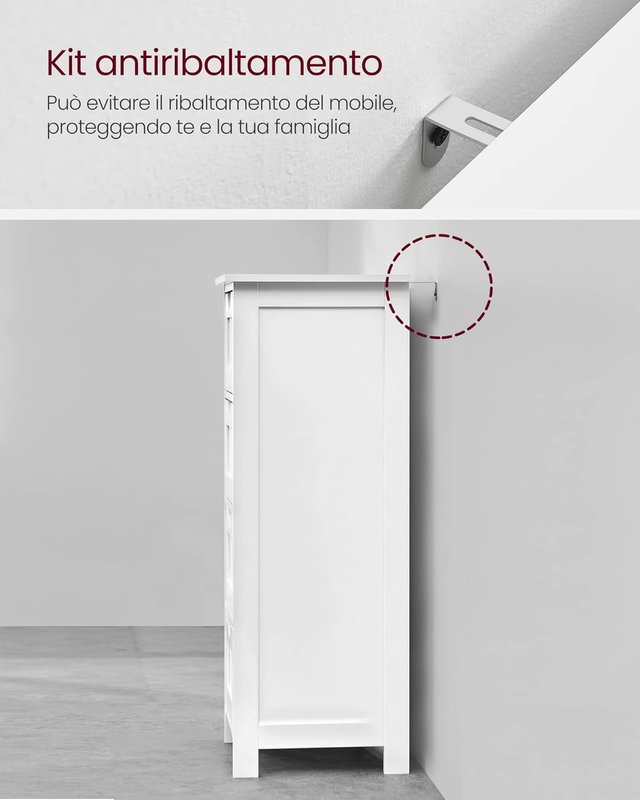 Mueble De Baño, Cajonera, Armario Independiente, Con 4 Cajones, 30 X 30 X 82 Cm, Para Baño, Sala De Estar, Comedor, Cocina, Estilo Moderno, Blanco LHC40W