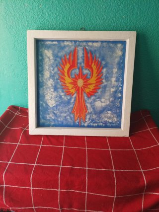 Cuadro Dibujo Fénix Rojo y Azul