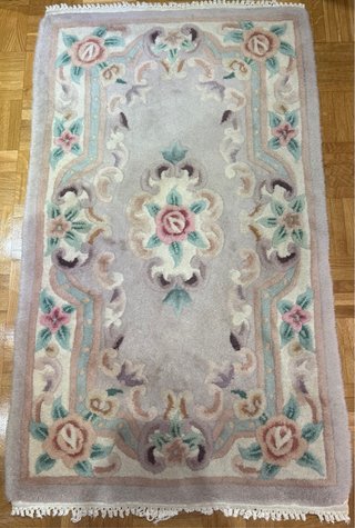 4 Alfombras de pie de cama rosa y beige