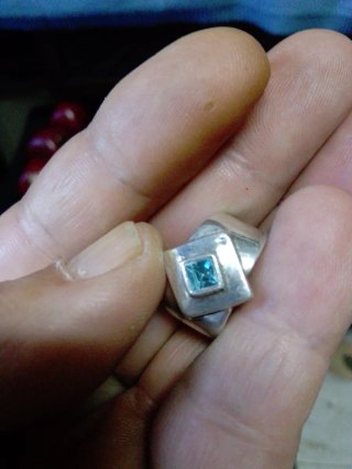 Anillo Plata Antigua Aguamarina