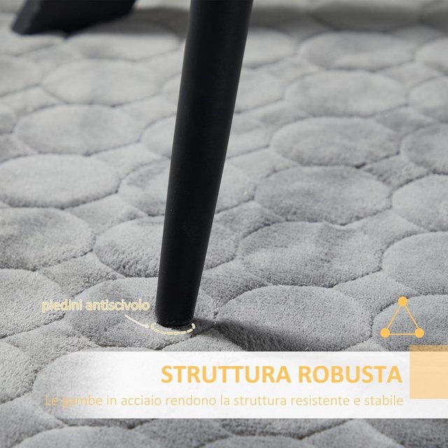 Set de 2 Sillas de Comedor Tapizadas en Tejido Efecto Terciopelo, Sillas de Cocina con Patas de Acero y Diseño Ahorra Espacio, 43X58X90 Cm, Gris y Negro