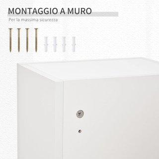 Armario de Medicamentos de Pared con Cerradura, 5 Estantes y Estantes Ajustables, de Madera y Vidrio, Blanco, 30X20X70Cm