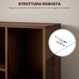 Mueble Librería a Cubos Con 7 Estantes De Diferentes Tamaños, Librería Estante Moderna en Madera, 50X24X106 Cm, Color Nogal