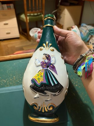 Botella Cerámica Vintage Decorada