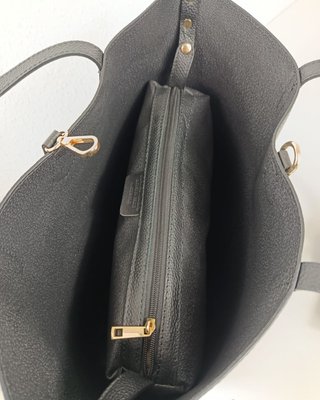 Bolso Tote Negro Cuero Genuino Trabajo Laptop 15.6