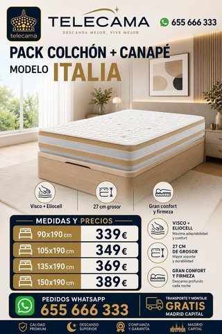 Conjunto canape y colchon Italia Madrid sur