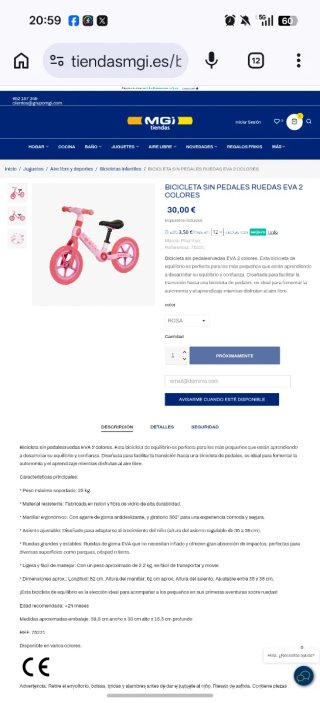 Bicicleta de equilibrio rosa