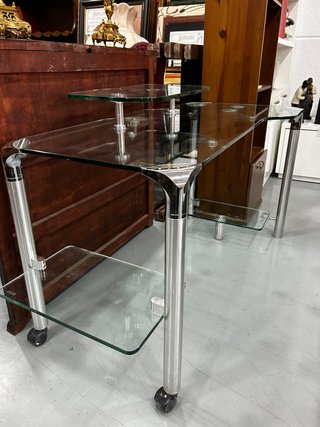 Escritorio de Cristal y Acero cromado