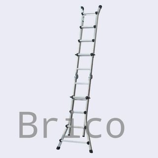 Escalera Telescópica Articulada Aluminio 4+4 Pestaña