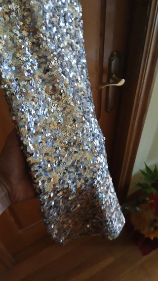 Vestido de fiesta lentejuelas dorado/plateado T.M