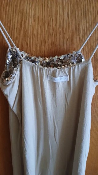 Vestido de fiesta lentejuelas dorado/plateado T.M