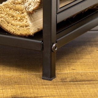 Portalegna para Chimenea de Acero y Antioxidante, Porta Leña para Interiores y Exteriores con Diseño Elegante y 4 Herramientas, 46X30X70 Cm, Negro
