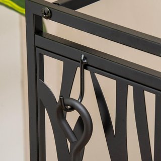 Portalegna para Chimenea de Acero y Antioxidante, Porta Leña para Interiores y Exteriores con Diseño Elegante y 4 Herramientas, 46X30X70 Cm, Negro