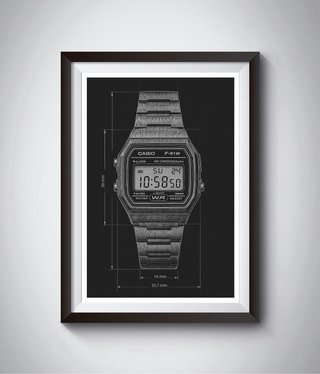 Póster Decoración Reloj Casio F-91W Hogar